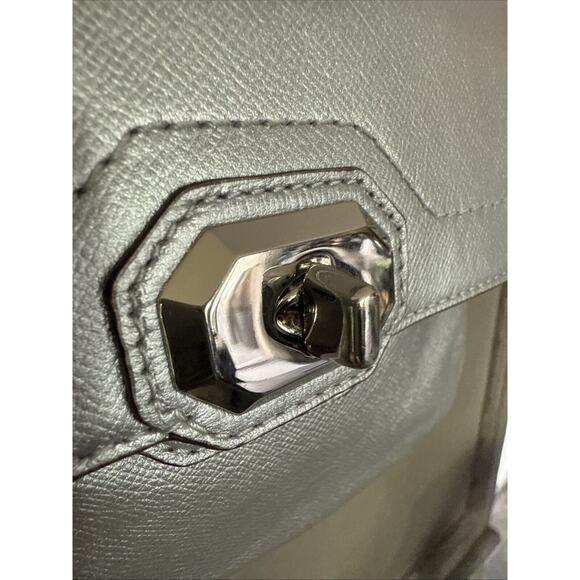 COACH CAMPBELL LEATHER SILVER CAMERA CROSSBODY SATCHEL HANDBAG PURSE TURN LOCK - Picture 7 of 14